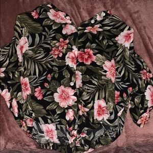Crop floral button up!